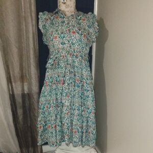 Crown & Ivy Blue Flutter Sleeve Midi Sundress